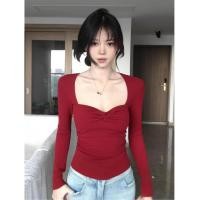 ราคา เสื้อแขนยาวคอเหลี่ยมสำหรับผู้หญิง ดีไซน์ด้านหน้าบิด สไตล์เรียบหรู (58106527658)