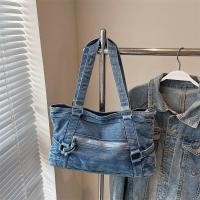 ราคา กระเป๋าโท้ทผ้ายีนส์ สไตล์เกาหลี ขนาดใหญ่ สีเขียวป่า (43025423081)