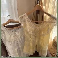 ราคา เสื้อแขนกุดเย็บลูกไม้สีขาวเซ็กซี่ สไตล์ใหม่แคบ เอวอารมณ์ด้านบนผู้หญิง (51456709915)