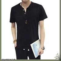 ราคา เสื้อเชิ๊ตแขนสั้นผู้ชาย ไซส์ใหญ่ ผ้าฝ้ายลินิน สไตล์แฟชั่น มีปุ่ม สีขาว สวมใส่ง่าย (45252698154)