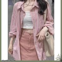 ราคา สินค้าใหม่ตามฤดูกาล เสื้อเชิ้ตแขนยาว กันแดด ลายทาง สีชมพู สไตล์เกาหลี เรโทร เหมาะกับฤดูร้อน สําหรับผู้หญิง (26520432238)