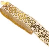 ราคา SEEO 7 6 หลา Jacquard Ribbon สีดําทองสีขาวทอริบบิ้น ริบบิ้น Trim Fringe กว้าง 1 3 นิ้วริบบิ้นดอกไม้สําหรับตกแต่งบ้านผ้าม่าน (57706659200)