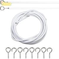 ราคา เซโอ 1เซ็ตหน้าต่างสายไฟสาย พีวีซีเหล็กที่มีตะขอ ดวงตา ผ้าม่านฤดูใบไม้ผลิเชือก สีขาวทนทาน2 3 4 5เมตรแขวนผนังสาย (49103548497)