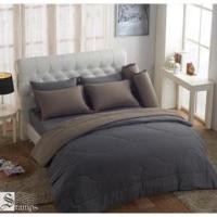ราคา ชุดผ้าปู ผ้านวม สีพื้น ทูโทน เทา น้ำตาล ST39 40 (13648327006)