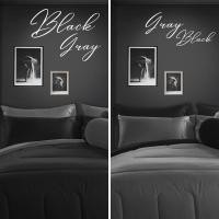 ราคา ชุดผ้าปู ผ้านวม สีพื้น ทูโทน ดำ เทา ST73 74 Stamps Bedding (12751356544)