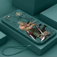 ราคา ปลอกสําหรับ iPhone 6 6s 6 plus 6s plus iPhone 7 8 Plus 5S เคสโทรศัพท์พร้อมเชือกเส้นเล็กการ์ตูนอะนิเมะ ONE PIECE Zoro ความงามซิลิโคน TPU Soft Shell ดีไซน์ใหม่กันกระแทกกรณี (26289464223)