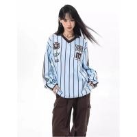 ราคา เสื้อกันหนาวสำหรับผู้หญิง สไตล์ป๊อบคอตัวพิมพ์ลายทางสีฟ้า ดีไซน์เรโทรและสมัยใหม่ เหมาะกับฤดูใบไม้ร่วง (54757097520)