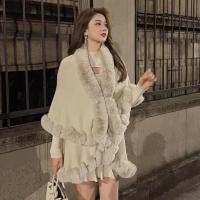 ราคา ราคาพิเศษ F X ผ้าคลุมไหล่ขนฟูสองชั้นขนนุ่มเรียบหรูฤดูใบไม้ร่วงและฤดูหนาวสไตล์ใหม่น่ารักสไตล์ตะวันตกเสื้อคลุมสไตล์เกาหลีเสื้อคลุมถักหนา (29362905346)