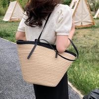 ราคา กระเป๋าฟางทอมือความจุขนาดใหญ่สำหรับชายหาด ออกแบบเป็นกระเป๋าสะพายข้างและใช้เป็นเป้ได้ (45103455208)