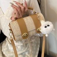 ราคา กระเป๋าทำด้วยมือแบบสาน กระเป๋าสะพายข้าง ทรงหมอน และสไตล์บอสตัน ทำจากฟาง (46057161542)