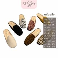 ราคา พร้อมส่ง นิ้ว 35 40 รองเท้าแตะ หนังกลับ แบบสวม เปิดส้น A10 C10 (1917062893)