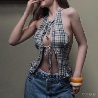 ราคา ดูเนีย สเวตเตอร์สายเดี่ยวเปิดหลังสำหรับผู้หญิง ดีไซน์ลูกไม้พร้อมเชือกรองเท้า (46657409216)