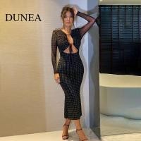 ราคา Dunea ชุดเดรสบอดี้คอน สายคล้องแขน ตาข่าย กลิตเตอร์ หิน หลากสี เซ็กซี่ สําหรับผู้หญิง (24853293718)