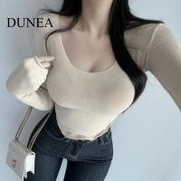 ราคา Dunea เสื้อยืดครอป คอวี ซีทรู รัดรูป เซ็กซี่ สําหรับผู้หญิง (24222780690)