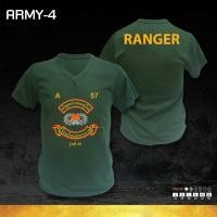 ราคา ARMY 4 เสื้อยืดรบพิเศษ คอวีเเขนสั้น จู่โจม RANGER เสือคาบดาบ กองทัพบก เสื้อทหารบก เสื้อยืด มีเก็บเงินปลายทาง (20477685753)