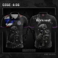 ราคา A06 เสื้อโปโลทหารพราน คอปกพิมพ์ลาย BLACK ARMY (23625483488)