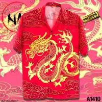 ราคา เสื้อฮาวาย มังกรแดงหางม้วนเมฆแดง A1410 ผ้าไหมอิตาลีแท้ (27723359983)
