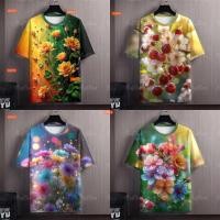 ราคา เสื้อสงกรานต์2569เสื้อยืดผู้ชาย ลายดอกไม้ ทรงหลวม สไตล์ลำลอง (43778601557)