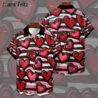 ราคา ชุดคู่รักวันวาเลนไทน์ เสื้อเชิ้ตแขนสั้นพิมพ์ลายหัวใจ กุหลาบ สไตล์ฮาวาย ทุกเพศ คุณภาพดี มีไซส์ใหญ่ (56605040714)