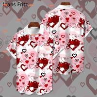 ราคา ชุดคู่วันวาเลนไทน์ สไตล์ฮาวาย เสื้อแขนสั้นน่ารักลายหัวใจ (48405059779)