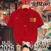 ราคา 2026 เสื้อยืดโปโล CNY Horse สวัสดีปีใหม่พิมพ์หลวม Baju Woman Man เด็กคู่ Polo Tee 06 (42727166669)