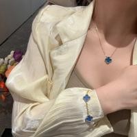 ราคา ชุดสร้อยคอและสร้อยข้อมือโคลเวอร์สีน้ําเงิน 2 ชิ้น 250209 (27682129369)