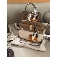 ราคา High End Fashion Birkin 25 Canvas Patchwork Leather Handbag Shoulder Bag 270189 (43679321061)