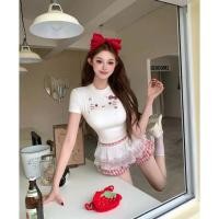 ราคา ชุดสูทเกาหลีสไตล์หวาน ลายคิตตี้ พิมพ์โบว์ พร้อมท้อปและกางเกงขาสั้น (41710533545)