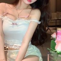 ราคา เสื้อสายเดี่ยวลูกไม้โบว์สไตล์แซ่บหวาน (28809041326)