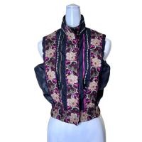 ราคา vest คอจีน สีดำ ต่อผ้าลายดอก (28027671114)