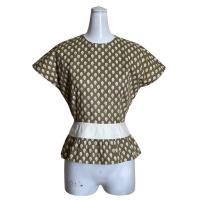 ราคา BALENCIAGA เสื้อทรง Peplum เสื้อมีระบายช่วงเอว คอกลม (24697689248)