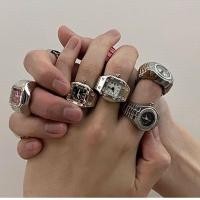 ราคา แหวนแฟชั่นที่เรียบง่าย Cyberpunk Ring แหวนนาฬิกามินิคู่รัก (56854210798)