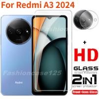 ราคา 2in1 สําหรับXiaomi Redmi A3 2024 ฟิล์มกระจกนิรภัยสําหรับRedmi A3 A2 A1 RedmiA3 1 2 3 Plus 4G 5G 2024 ด้านหน้าฟิล์มกลับเลนส์กระจกกลับกล้องเลนส์ป้องกันหน้าจอ (25420843119)