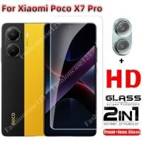 ราคา 2in1 POCO X7 Pro 2025 ป้องกันหน้าจอกระจกนิรภัยสําหรับ Xiaomi Mi POCO X7 Pro 5G X7Pro PocoX7Pro PocoX7 4G 5G ด้านหน้าฟิล์มกลับเลนส์ 9H ความแข็งโปร่งใสทั้งหมด Anti (29473800355)