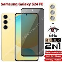 ราคา 2in1 Samsung S24 FE กระจกนิรภัยส่วนตัว Anti Spy คลุมทั้งหมดป้องกันหน้าจอ Anti Peek ฟิล์มความเป็นส่วนตัวสําหรับ Samsung Galaxy S24 FE S23 S24FE S23FE 5G 2024 Anti Scratch 9H ความแข็ง (28862813564)