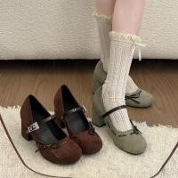 ราคา รองเท้าส้นสูงสไตล์อังกฤษสำหรับผู้หญิง ออกแบบมาให้มีส้นหนารองรับเท้าได้อย่างดี มีให้เลือกทั้งสีน้ำตาลและสีเขียว (47654040364)