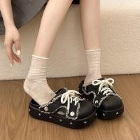 ราคา รองเท้าแตะหนาสุภาพสตรี สไตล์ใหม่สีขาว ดำ แฟชั่นสำหรับออกนอกบ้าน (57806696845)