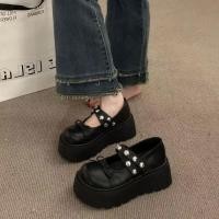 ราคา รองเท้าโลฟเฟอร์ผู้หญิง ทรงเล็กเพิ่มความสูง ต้นฤดูใบไม้ผลิ ปี 2026 พื้นมีความหนา แบบ Lolita สีดำและขาว (49207138046)