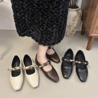 ราคา รองเท้าแมรี่เจนส้นต่ำ สีดำ สีน้ำตาล และสีขาว สำหรับแฟชั่นผู้หญิง พร้อมรองเท้าบัลเล่ต์แบบเปิดส่วนบน (46106800395)