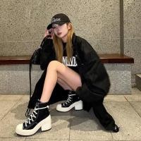 ราคา รองเท้าส้นหนาสำหรับผู้หญิง สไตล์เกาหลีและญี่ปุ่น แบบ Lace Up ใส่คู่ไหนก็เข้ากัน (45404034299)