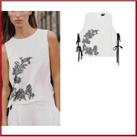 ราคา เสื้อกล้ามผูกเชือกผูกโบว์ปักลายดอกไม้สำหรับผู้หญิง (51856203362)