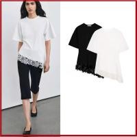 ราคา เสื้อยืดมิ้มลายลูกไม้ไม่สมมาตรสำหรับฤดูใบไม้ผลิ (55607489803)