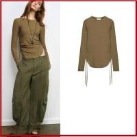 ราคา เสื้อยืดผูกเชือกเอวแคบ สไตล์ใหม่ สำหรับผู้หญิง (40078812067)