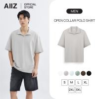 ราคา AIIZ เสื้อโปโลผู้ชายคอวีผ้ายืด AIIZ Men s Open Collar Polo Shirt (43776615671)
