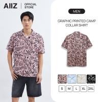 ราคา AIIZ เสื้อเชิ้ตผู้ชายแขนสั้นปกฮาวายพิมพ์ลาย AIIZ Men s Graphic Printed Camp Collar Shirt (49301804437)