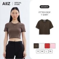 ราคา AIIZ เสื้อยืดผู้หญิงตัวสั้นแขนสั้นทรงเข้ารูปสีพื้น (57201916650)