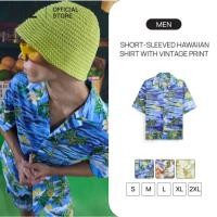 ราคา AIIZ เสื้อเชิ้ตฮาวายผู้ชายแขนสั้นพิมพ์ลายวินเทจ (57301784698)