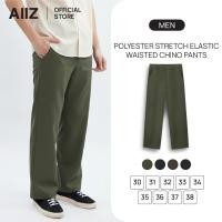 ราคา AIIZ กางเกงชิโน่ขายาวผู้ชายเอวยางยืดผ้าโพลีเอสเตอร์ (47901811327)