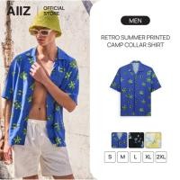 ราคา AIIZ เสื้อเชิ้ตฮาวายผู้ชายแขนสั้นพิมพ์ลาย AIIZ Men s Retro Summer Printed Camp Collar Shirt (53951789765)