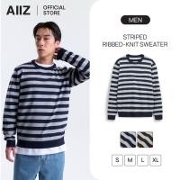 ราคา AIIZ เสื้อสเวตเตอร์ผู้ชายคอกลมแขนยาวทอลายทาง AIIZ Men s Striped Sweater (51701718053)
